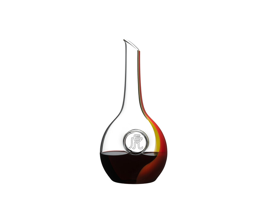 riedel chinesischer tierkreis tiger dekanter - rotgelb