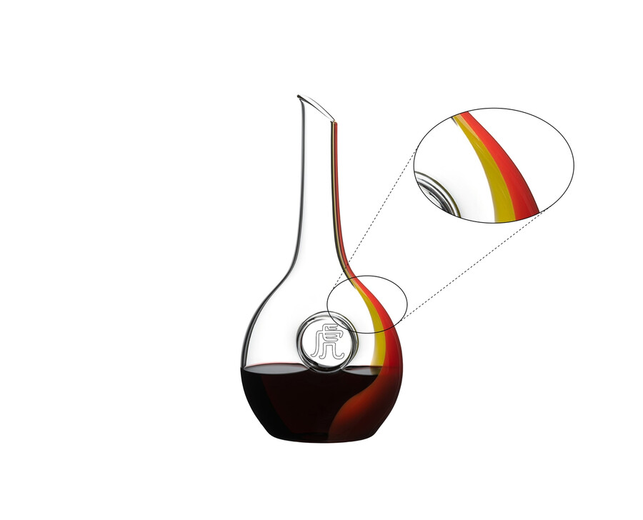riedel chinesischer tierkreis tiger dekanter - rotgelb