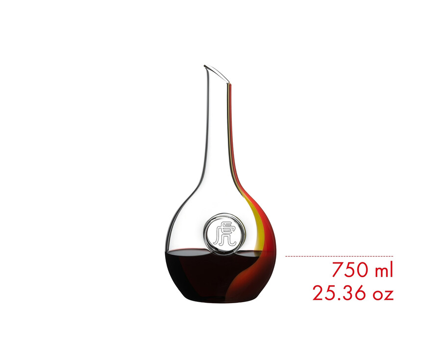 riedel chinesischer tierkreis tiger dekanter - rotgelb