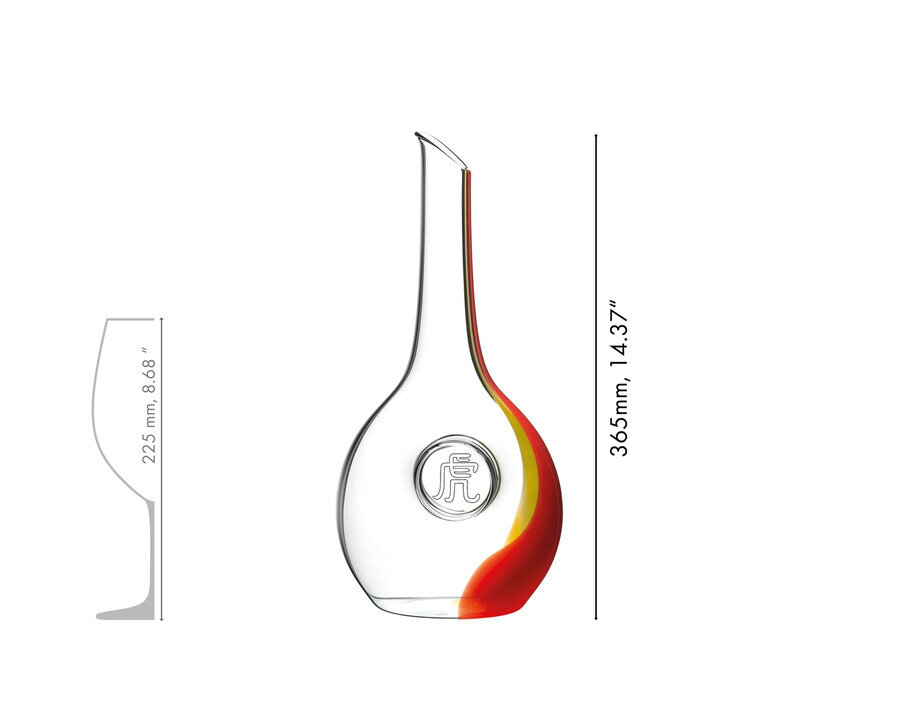 riedel chinesischer tierkreis tiger dekanter - rotgelb