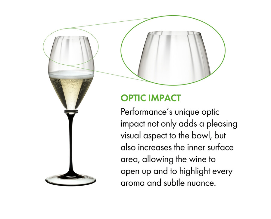riedel fatto a mano performance champagnerglas – schwarzer stiel