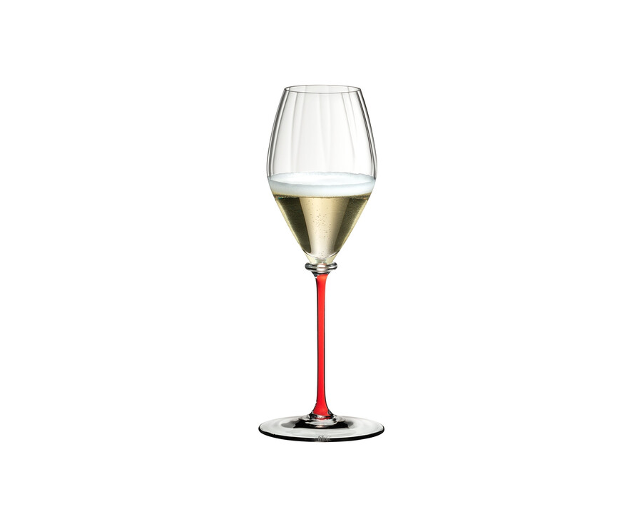 riedel fatto a mano performance champagnerglas – roter stiel