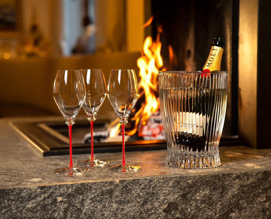 riedel fatto a mano performance champagnerglas – roter stiel