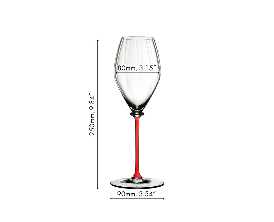 riedel fatto a mano performance champagnerglas – roter stiel