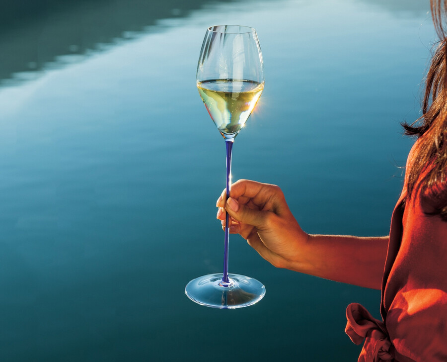 riedel hochleistungs-champagnerglas - dunkelblau